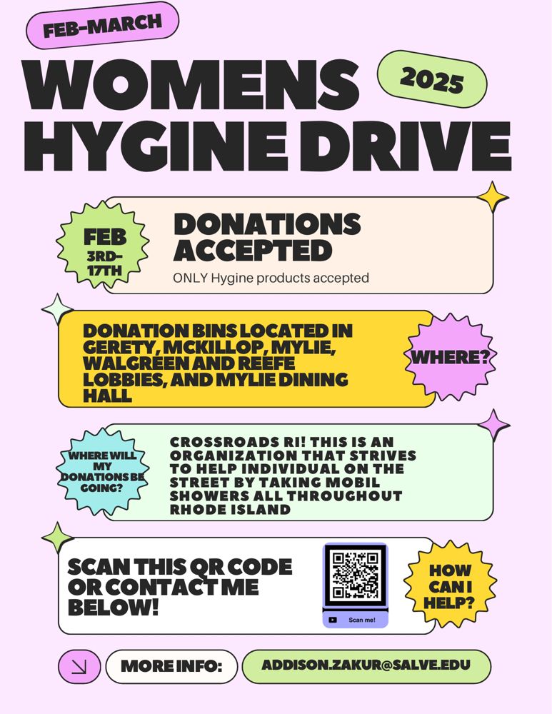 The original Women's Hygiene Drive flyer, February 3 to 17, 2025
